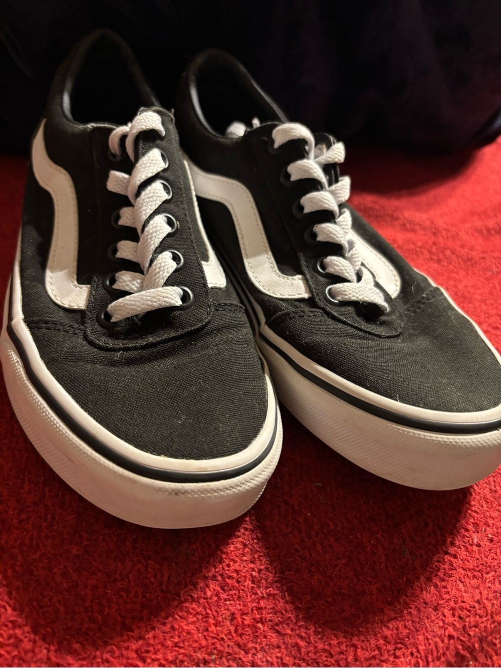 Vans Off The Wall Ward Black & White Low-Top Canvas Women’s Skate Sneakers 6